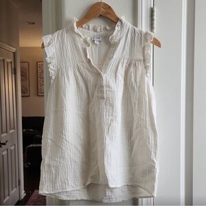 J. Crew ruffle trim blouse top gauzy cream sleeveless small